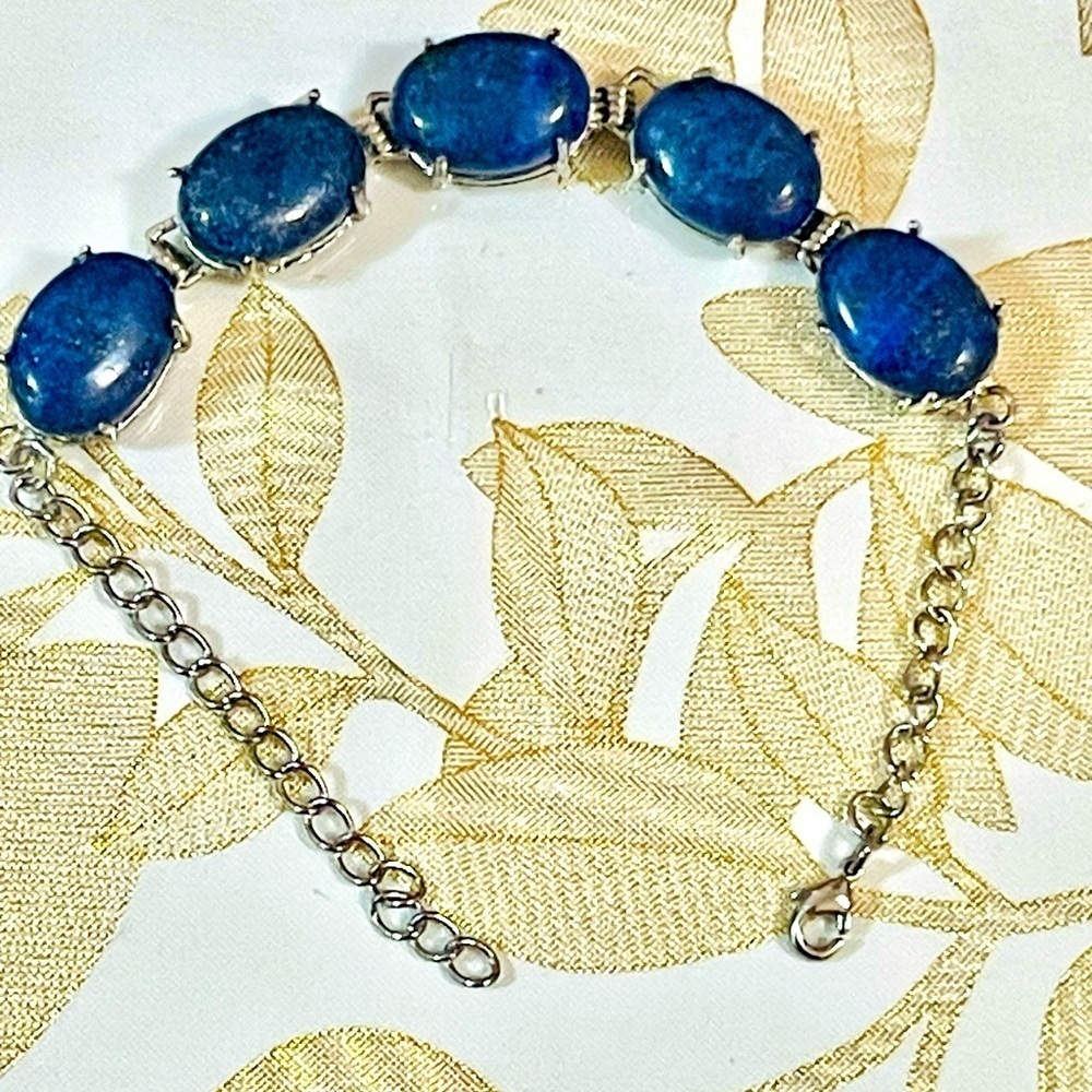 Southwest style Silver plated Bracelets Lapis Gemstone Adjustable